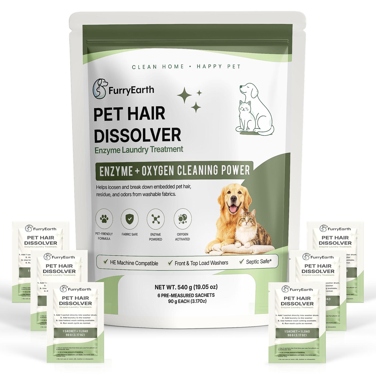 FurryEarth™ Pet Hair Dissolver – Enzyme Laundry Treatment (6 Sachets)